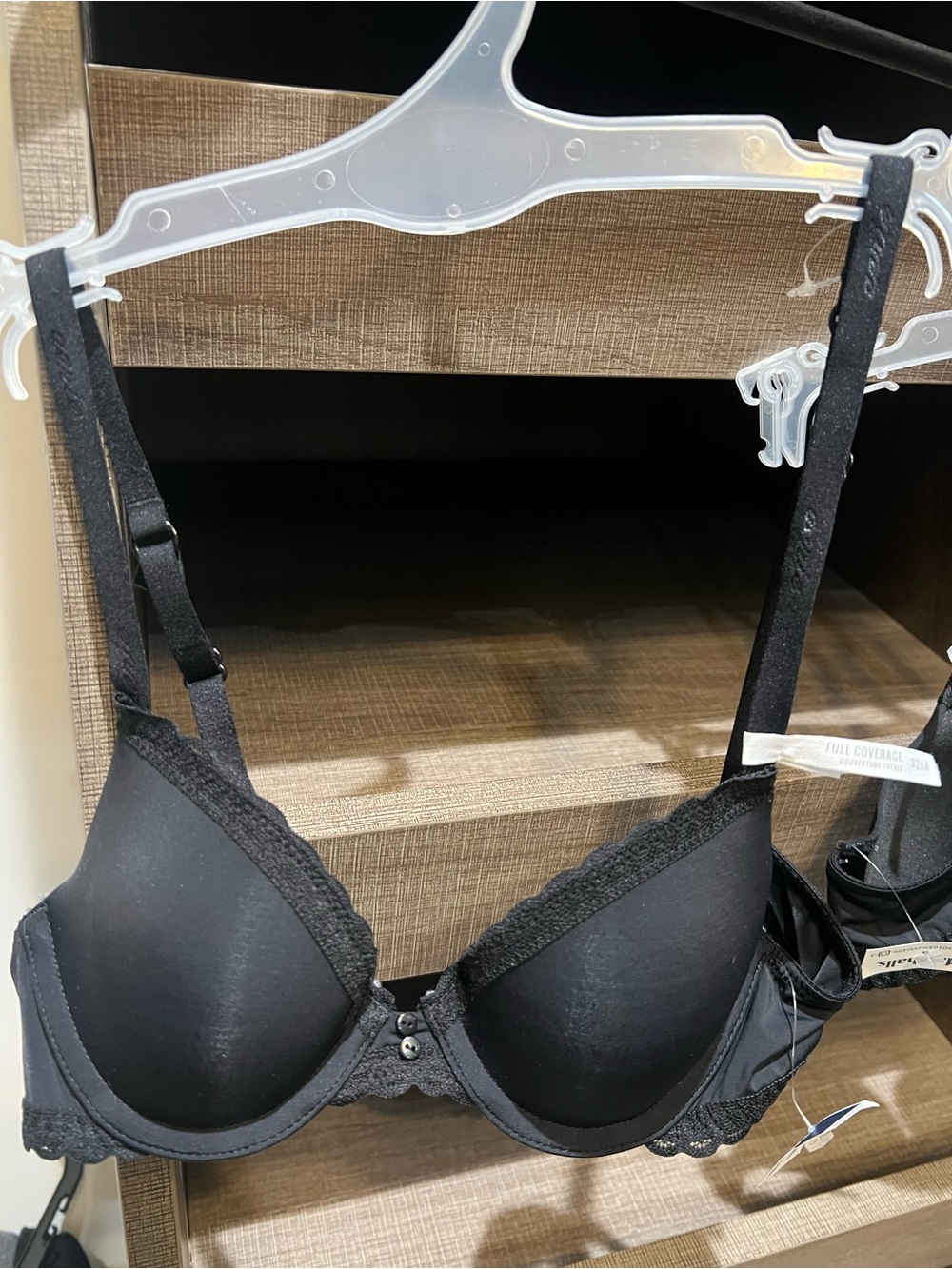 NWT Aerie Bra Black Full-Coverage Convertible, Pretty Button & Lace Trim 32AA